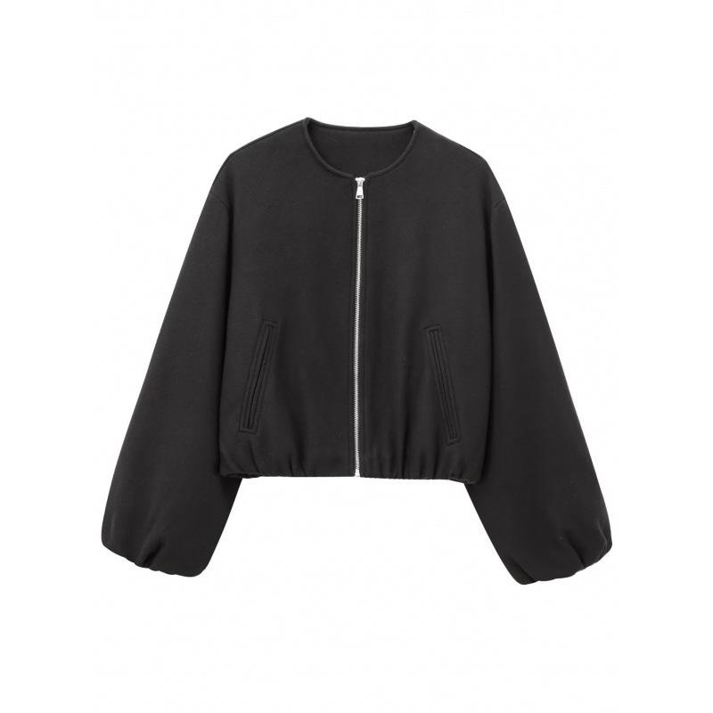 European and American Style, New Women's Clothing, Fashionable Versatile Round Neck Soft Short Bomber Jacket