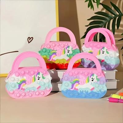 Purses Unicorn Handbag Fashion Fidgets Fashion Pop Purse Push Bubbles Fidget Toy Rainbow Wallet Ladies Bag Silica Bags For Girls