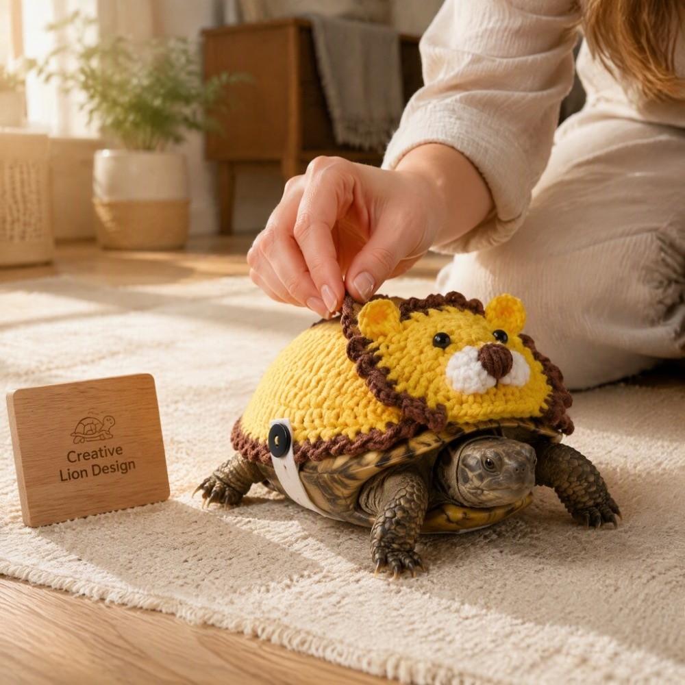 Knitted Turtle Lion Dress Up Adjustable Fit Small Animal Apparel Funny Pet Tortoise Clothes Party