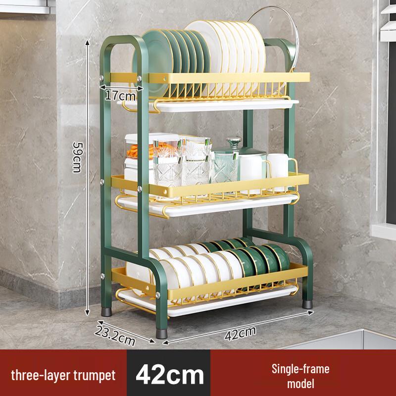 

Multi-functional 3-Tier Foldable Kitchen Dish Drying Rack