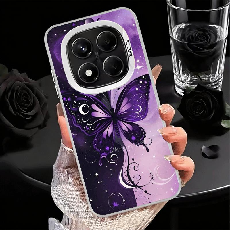

Beautiful Purple Butterfly Soft Phone Case for Samsung Galaxy S24 S25 FE S26 Edge S23 Ultra S22 Plus S21 + Shockproof Cover Back Redmi Note 15 5G