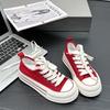 6 platform canvas shoes women's round head white shoes versatile thin college lace-up summer new models
