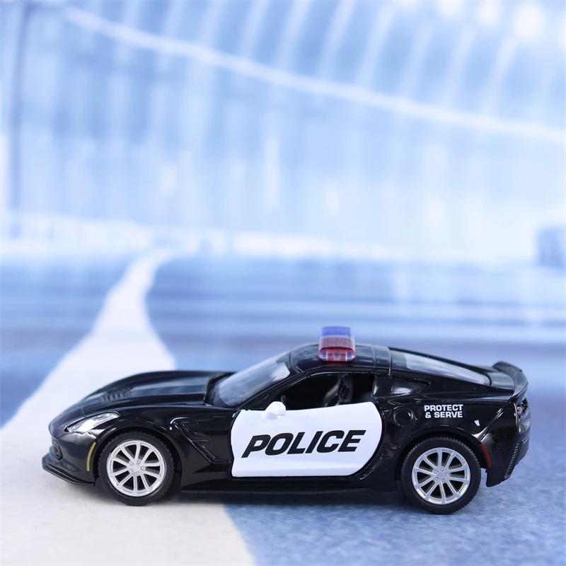 1/36 Scale Corvette Grand Sport C7 Police Car Model Diecast Toy Collection