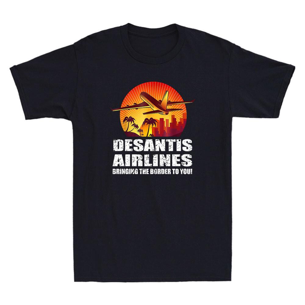 DeSantis Airlines Funny Political Meme Ron DeSantis Vintage Men039;s Black T-Shirt Unisex T-Shirt XL