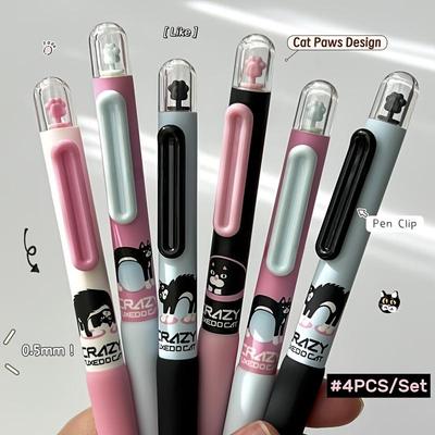 1/4pcs Crazy Tuxedo Cat Gel Ink Pen Cat Paw Rotating Capsule 0.5mm Ballpoint Black Color Quick Dry Smooth Writing