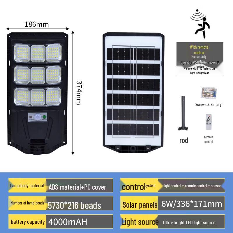 Lishi 300W Outdoor Solar Street Light with Triple-Sided Illumination