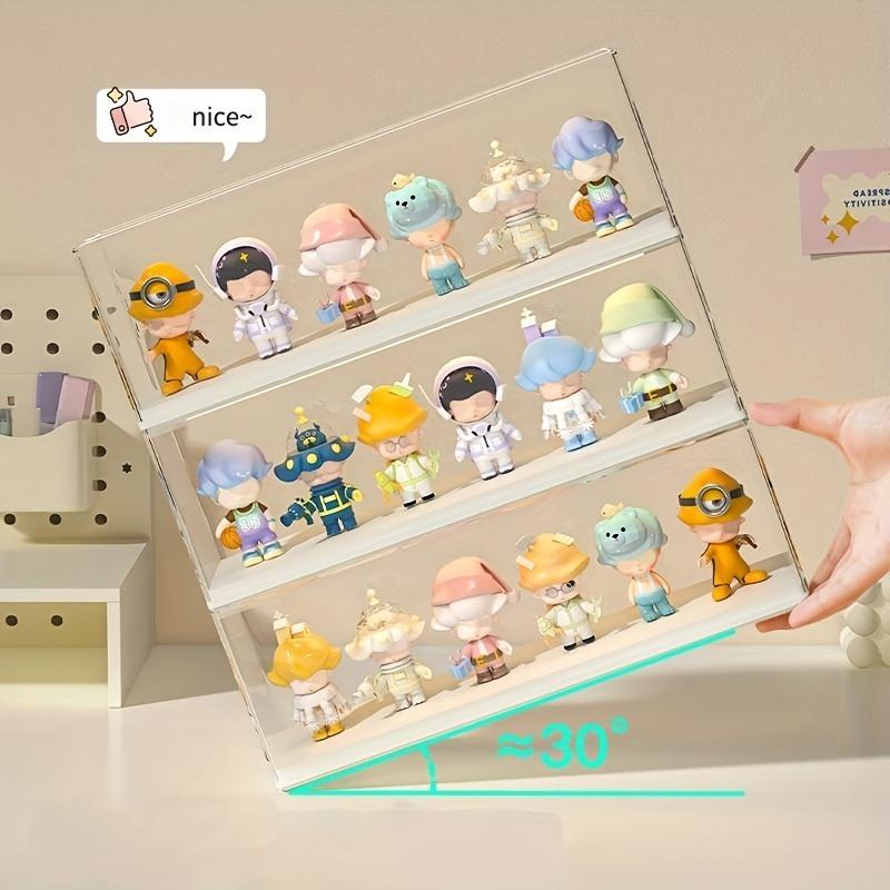 Action Figures Storage Box Acrylic Blind Box Doll Display Rack Stacktable Doll Toy Storage Box Transparent Doll Showing Cabinet