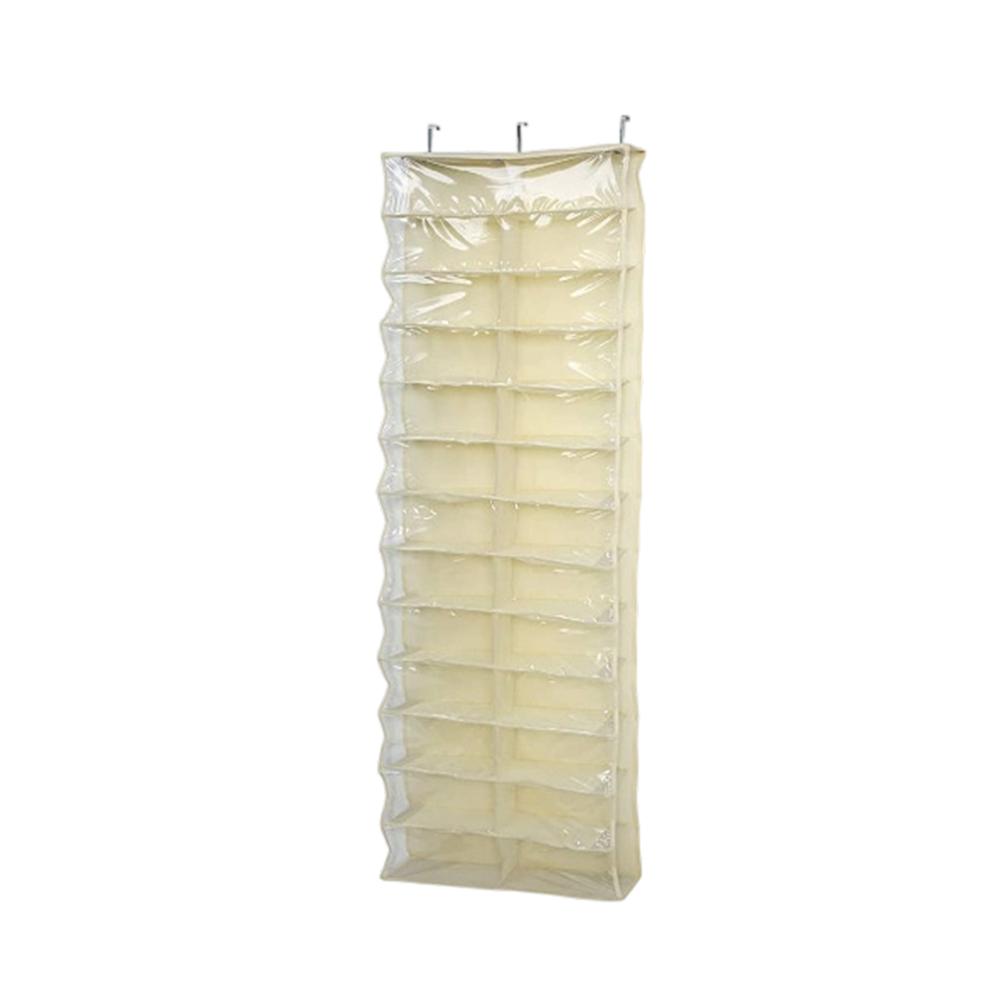 Hanging Storage Yellow, Black, White Door Shoe Organizer Space-saving 26 Pockets Transparent Pockets For Over The Door