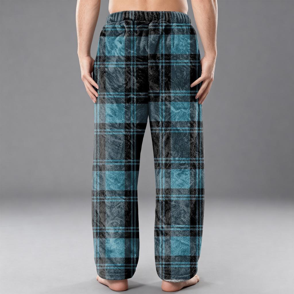 Men's Flannel Pocket Casual Pants, Printed Pocket Casual Pants, Home Sleeping Pants