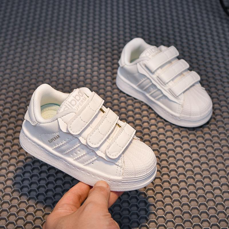 2025 Spring and Autumn New Children's Shell Head Casual Board Shoes Girls' Four Seasons Little White Shoes Boys' Velcro Sneakers