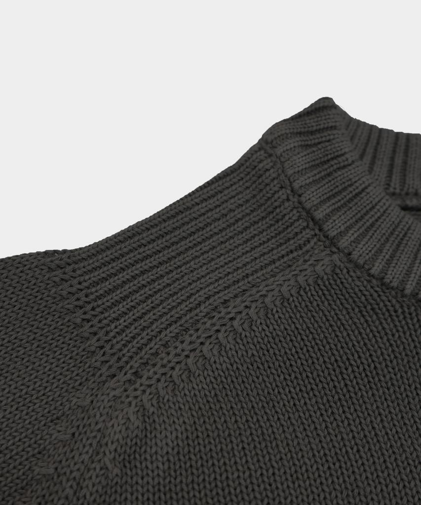 BIRBANTE Garment-Dyed Washable Round Knit - Charcoal