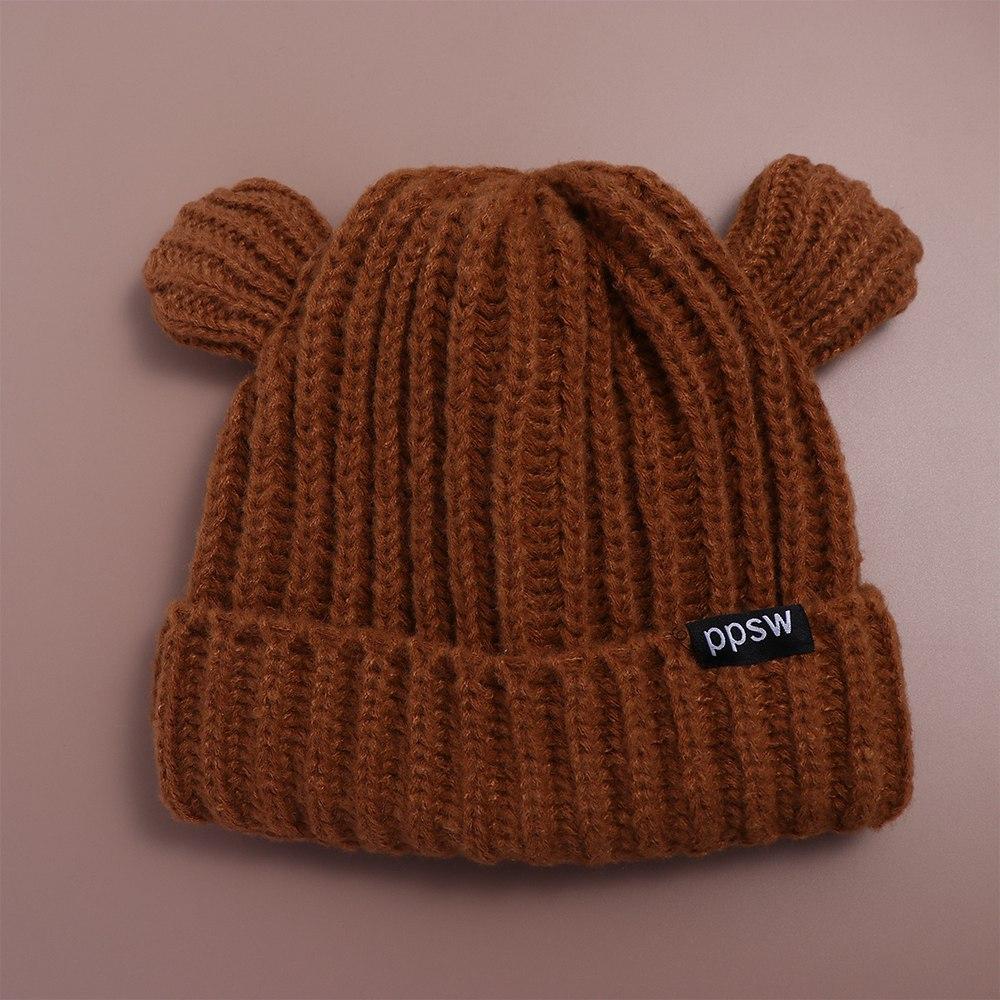 Skull Cap Bear Ears Knitted Hat Beanie Hat Cat Ears Beanie Personality   Winter/Autumn
