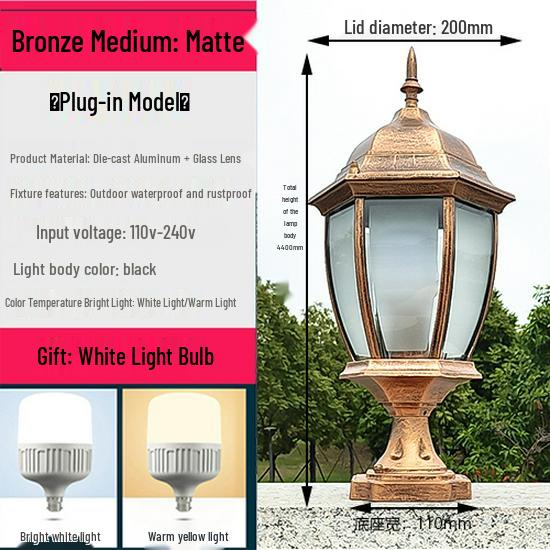 Wasserdichte Außen-Säulenleuchte im europäischen Stil für Zäune und Torpfosten