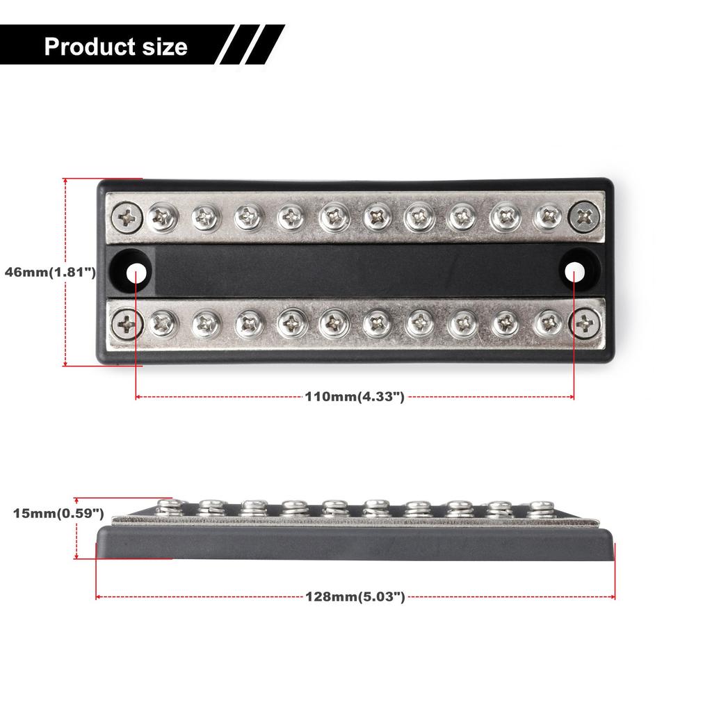Sammelschiene 100A 5-Kreis Doppel-Sammelschiene Klemmenblock Stromverteilerblock 12V 24V 32V 48V DC Für Auto Wohnmobil LKW Yacht Schiff