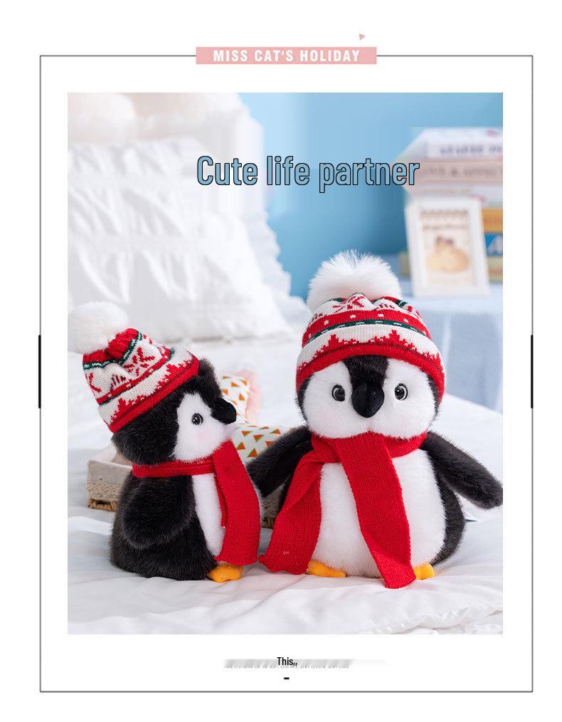 Penguin Plush Toy - Cute Winter Scarf Doll Gift for Kids