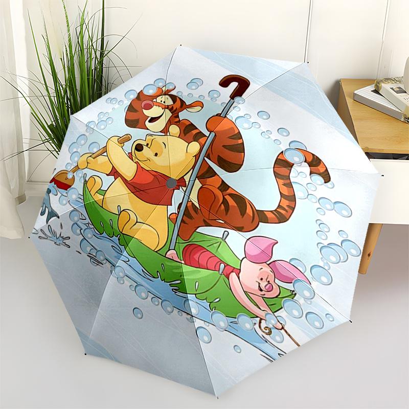 

Winnie and friends Themed Travel Umbrella-8 Ribs Automatic Opening and Closing, Portable Folding Design, Compact and Stylish Umbrella