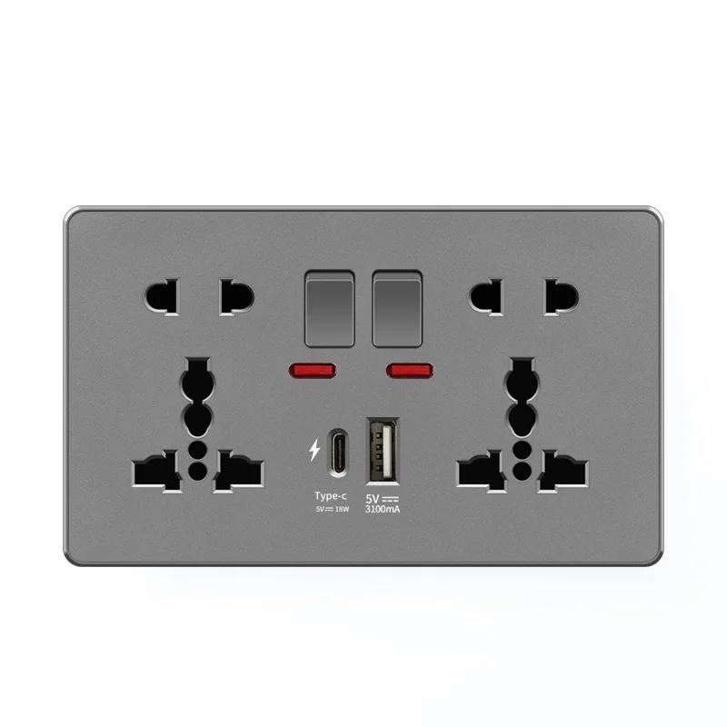 White 18W Type-C Smart Quick Charging usb wall socket, Electrical Outlet Wall Plug with USB, Universal Dual 5-pin Power Socket