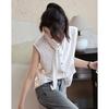Demana Women's Striped Linen Blend Sleeveless Shirt