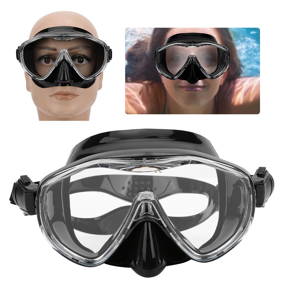 Adult Diving Goggles Face Shield Glasses Silicone Professional Snorkeling EquipmentsMK‑101  Black