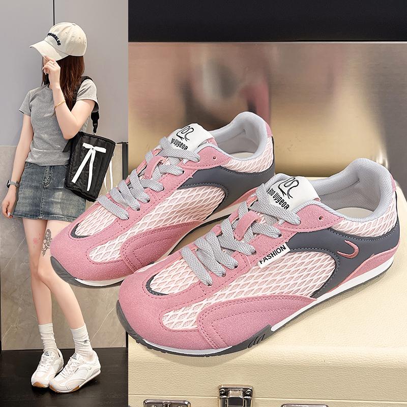 Mode Sommer Neuer Stil Ballett Freizeit Dünnes Netz Damen Schuhe Gummisohle Niedriger Absatz Farbblock Design Freizeitschuhe Trendiges Schuhwerk