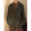 Unisex Japanese Retro Plaid Suit Jacket - Casual Spring/Autumn Vintage Style