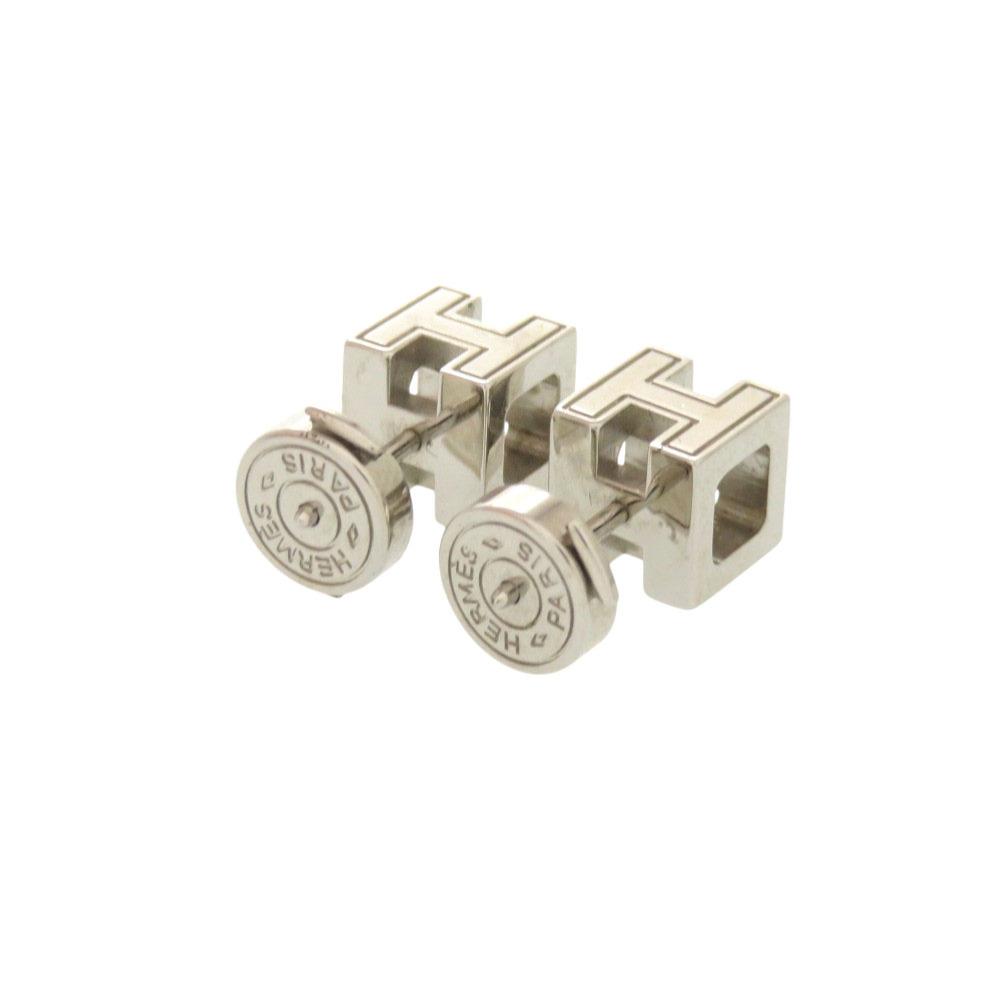 Used AUTHENTIC HERMES Cardue H H-cube Pierce Creme