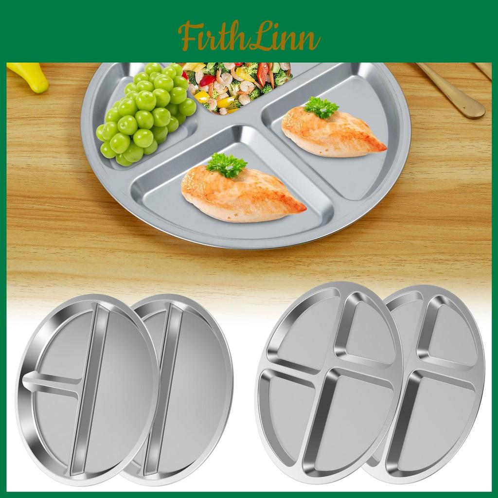 Stainless Divided Dinner Steel 2pcs Plates Enduring Round Western Food Plate Pasta Dish Salad Breakfast Plate Kitchen Tableware