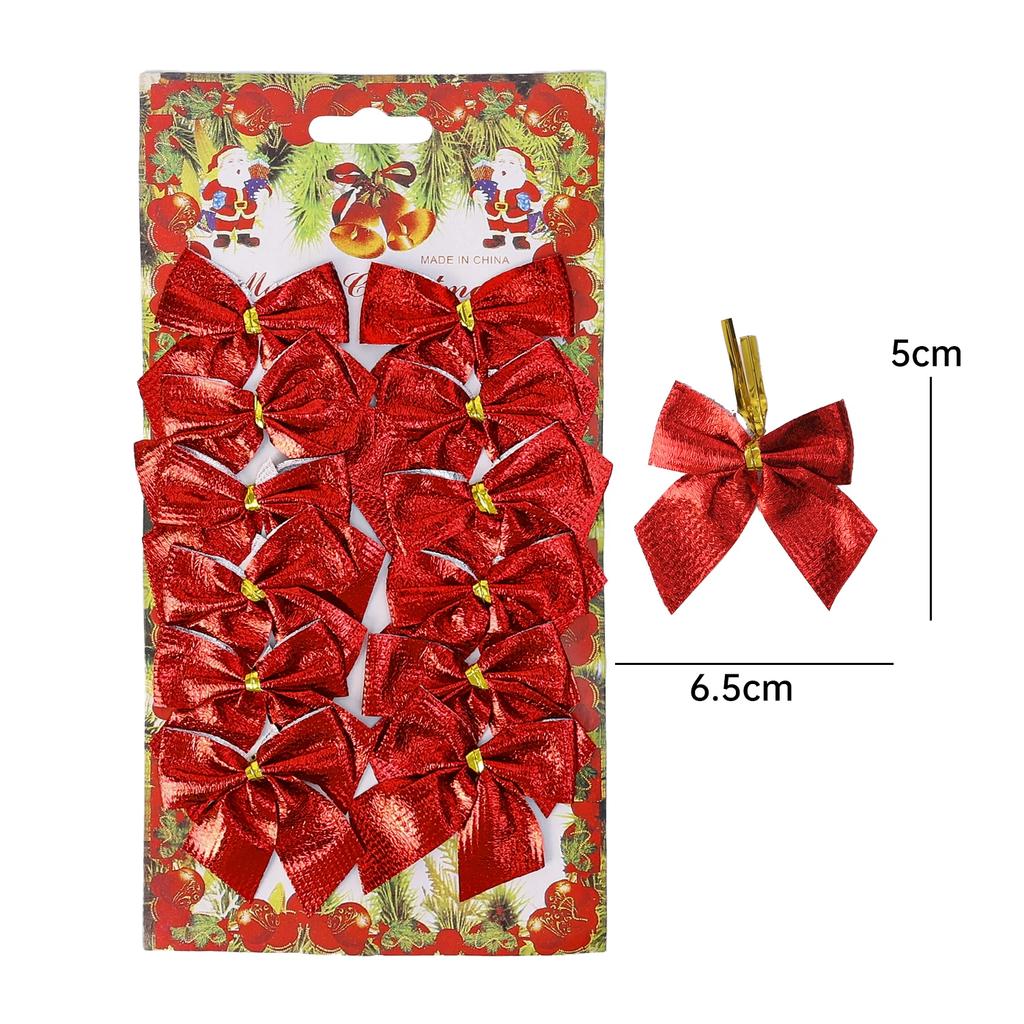 Mini Christmas Bow Glitter Gold Silver Xmas Tree Bowknots Pendants DIY Gifts Wrapping Decors New Year Party Garland Ornaments