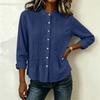 Women's Casual Long Sleeve Pleated Button Down Blouse