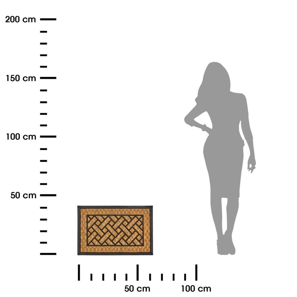 Coconut Doormat Braided Pattern With Frame 60X40