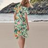 Dámské letní ležérní módní květinové tiskové šaty s výstřihem do V a krátkým rukávem, krátká sukně