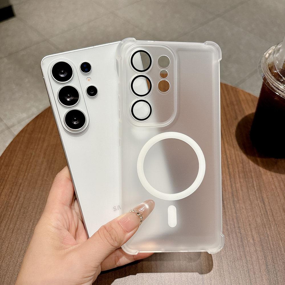 Magnetic For Magsafe Shockproof Case For Samsung Galaxy S26 S25 S24 S23 S22 Ultra Plus Soft Transparent Matte Cover Luxury Shell