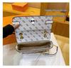 Platinum Chain Shoulder Crossbody Bag - Trendy Textured Print Small Square Women's Bag
