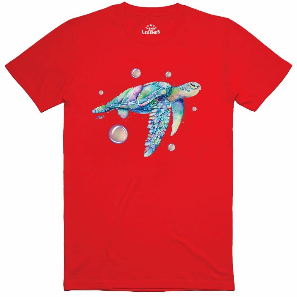 Psychedelic Turtle Nature Print 100 Cotton Regular Fit T Shirt