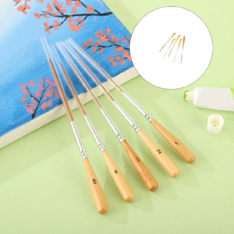 Pack of 5 Artisanal Brushes Featuring Short Grip and Elastic Bristles for Oil Gouache Creations Detailed Work