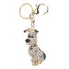 Cute Dog Shape Crystal Rhinestone Keychain Sparkling Bag Handbag Pendant for Women Girls White