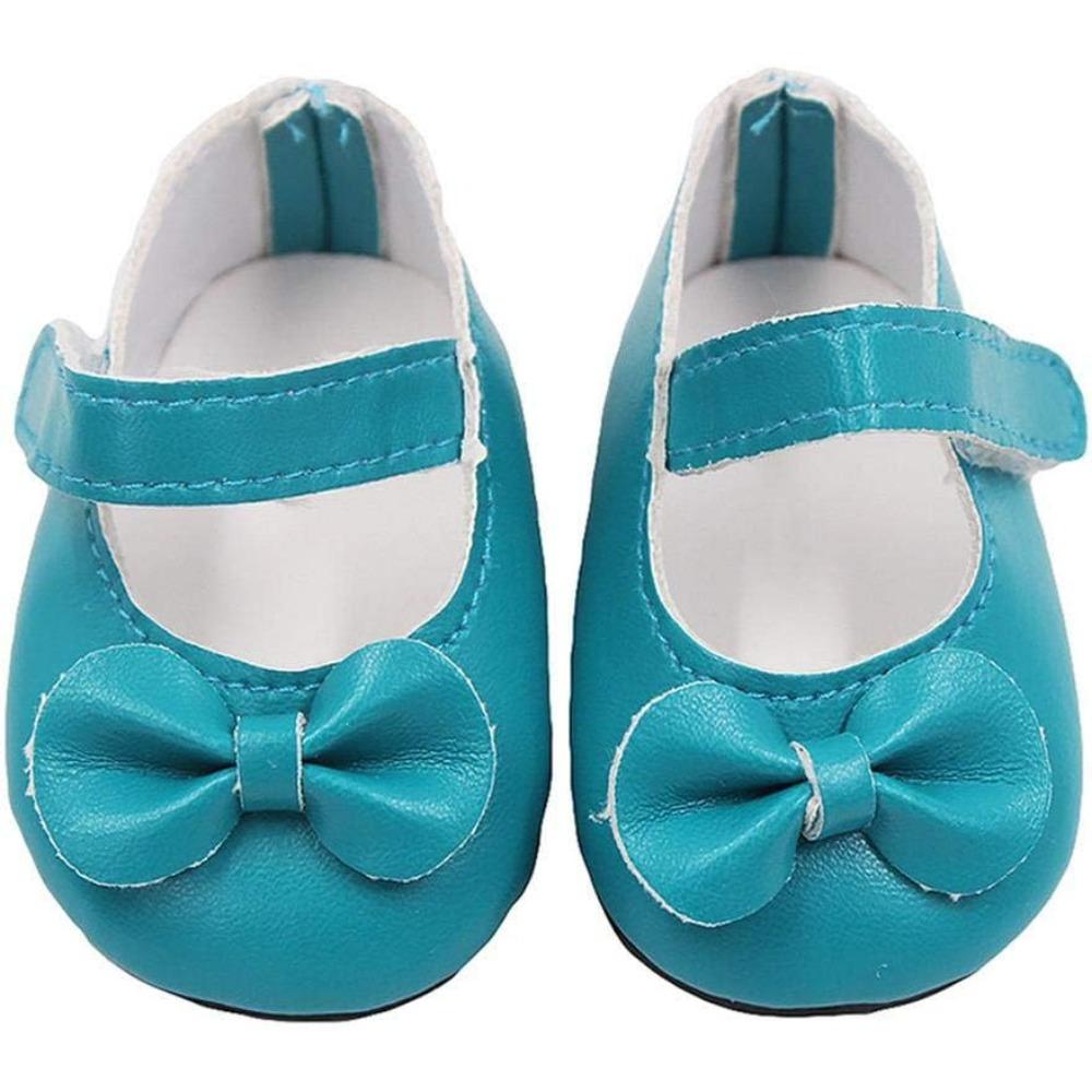 1 paio di scarpe per bambole in PU con fiocco per bambole americane da 18 pollici, accessori per bambole da 18 pollici, giocattoli