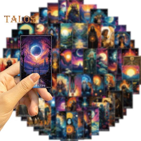 78Pcs Tarot Doodle Stickers PVC Waterproof Fade-Resistant DIY Laptop Luggage Decals Bright Color Tarot Card