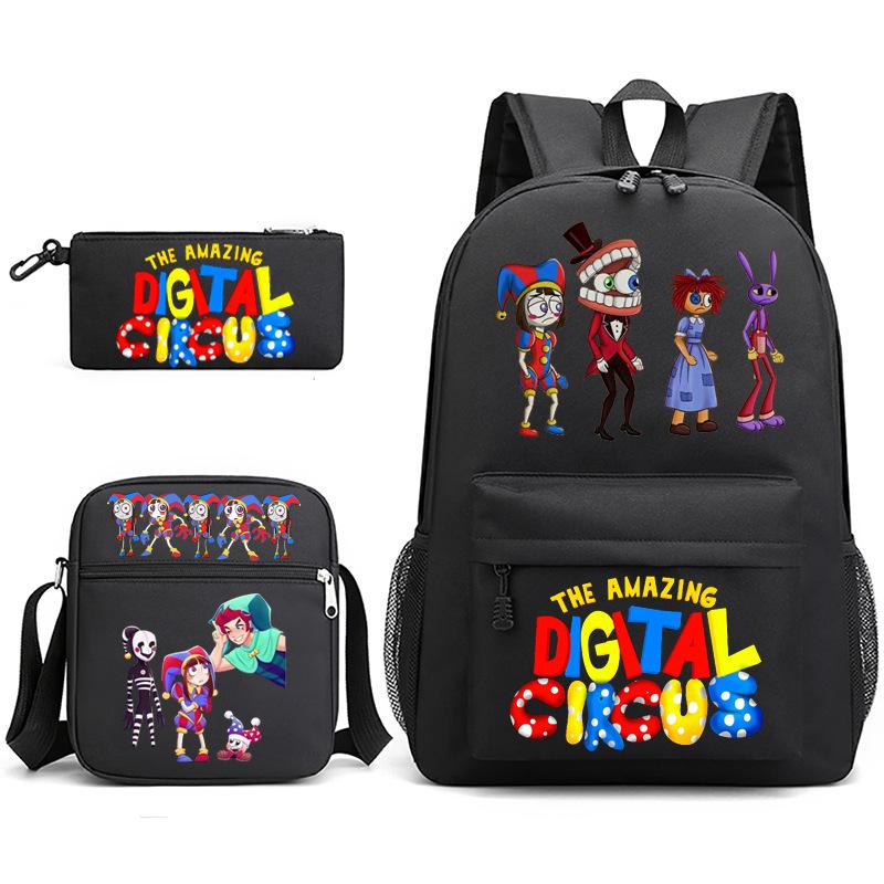 3-delige Schoolrugzakset voor Studenten Grote Capaciteit Oxford Stof Schooltas met Schouderband en Etui Backpack