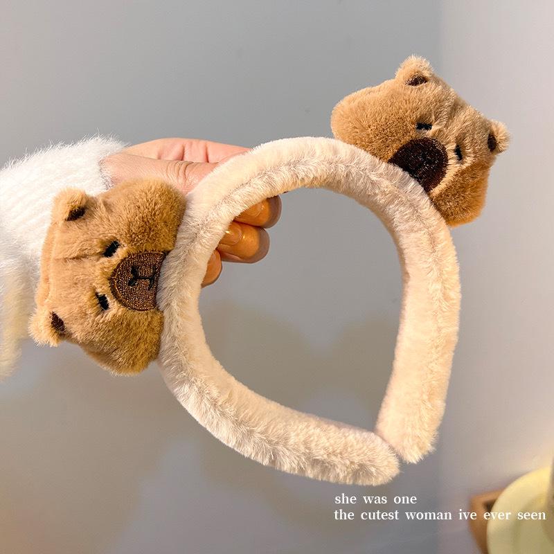 Capybara Girl Face Washing Plush Headband