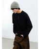 Saendeusaundeu (Unisex) Twisted Waffle Henley Neck Long Sleeve T-Shirt Black