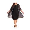 Glitter Shawl Design Plus Size Women Dress Round Neck Half Sleeve Slimming Loose Hem Casual Office Party Wear