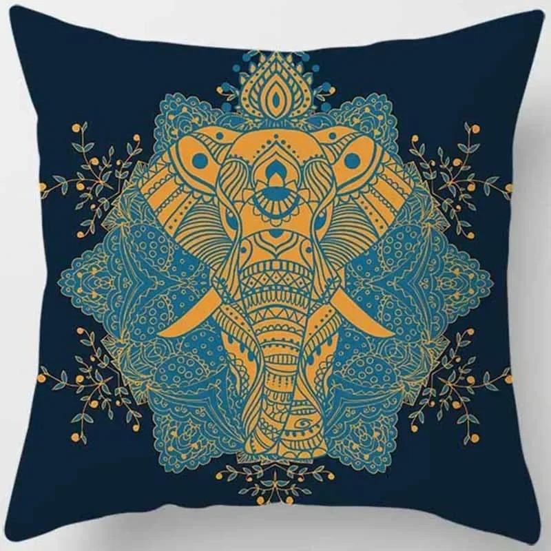 Exotic Hand Elephant  Woman Mandala Pillows Pattern Cushion Cover Suitable For Sofa Bedroom Car Pillow Cover