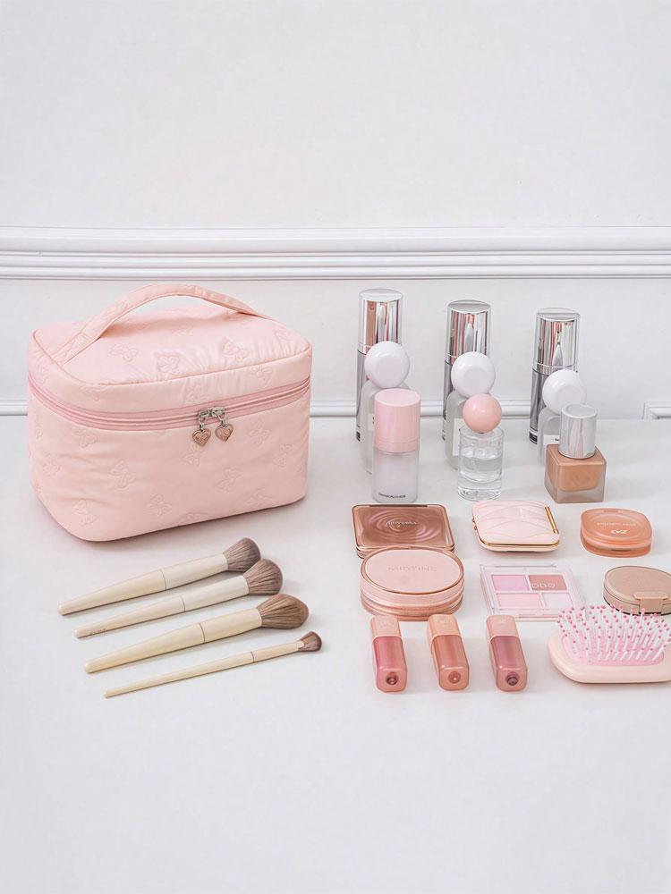 1PC New Bow Makeup Bag, Large-capacity Lipstick and Skincare Product Storage Bag, Business Trip and Travel Toiletry Bag