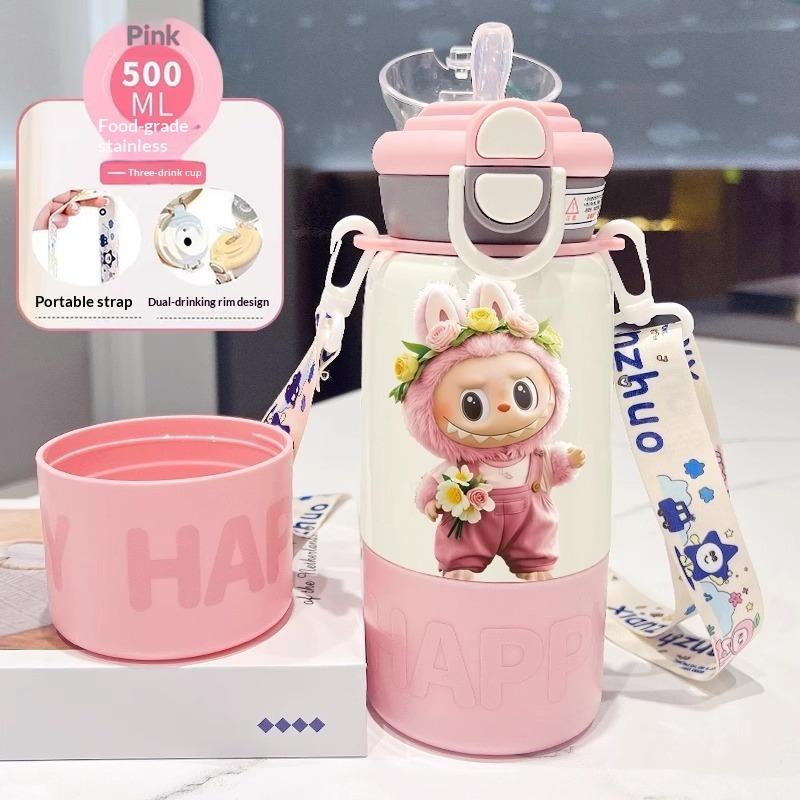 Thermos Cup Children's Double Cup Lid Water Cup Student Use School Convenient Thermal Insulation Pot