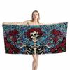 Serviette de Plage Horrible Fleur Crâne en Sucre Serviette de Bain Super Douce Absorbante pour Enfants Adultes Cadeaux d'Halloween pour Voyage Camping