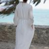 LYRIA Ramie White Dress Elegant Femme Spring Summer Double Layered Mid Length Dress for Women Y2K