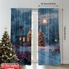 2pcs 2D flat printing Merry Christmas Party Curtains Snowy Christmas Durable Polyester Without Electricity Party Decorations