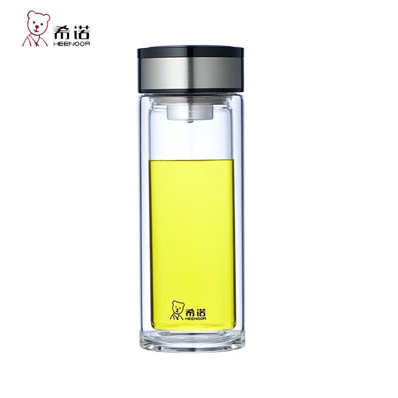 Heenoor Portable Double Wall Glass Tea Infuser Bottle