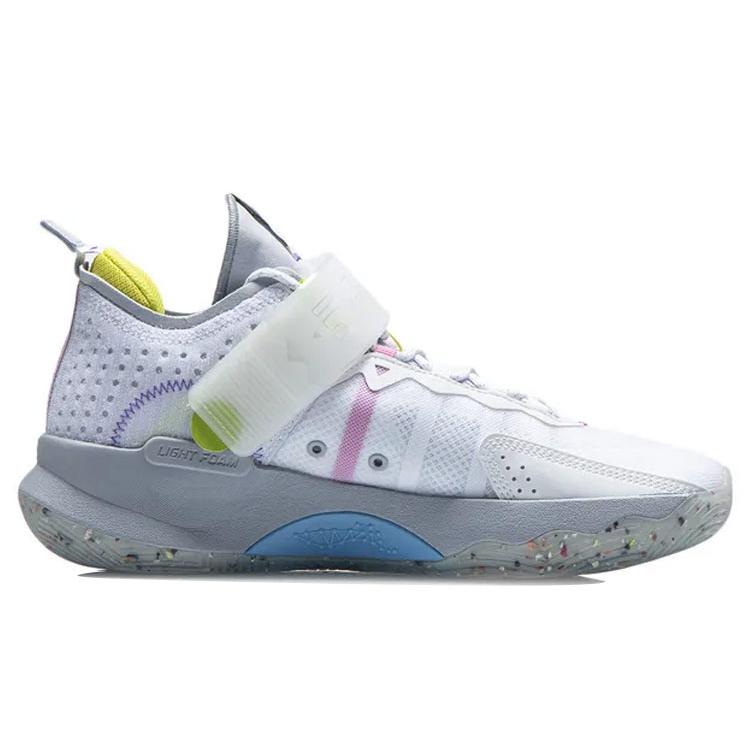 Li Ning Wade Fission 7 Basketball Shoes Men's Mid Top Standard White/Dawn Gray ABPR025-2
